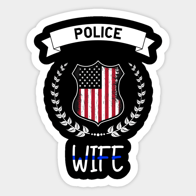 Police Wife - American Flag - Thin Blue Line Sticker by 5StarDesigns